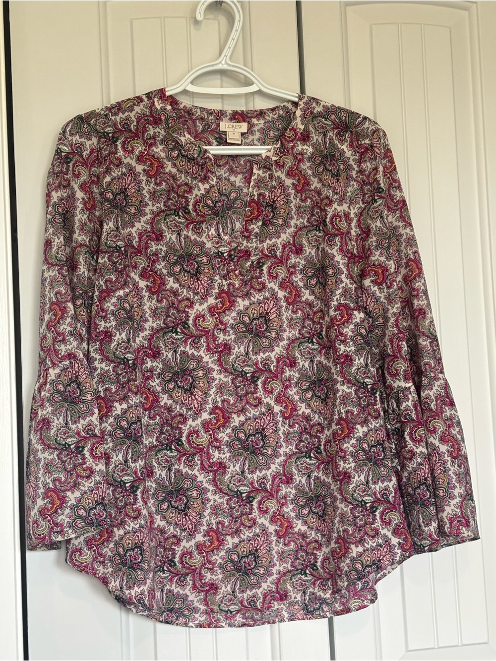 J. Crew Boho inspired blouse with bell sleeves and relaxed fit